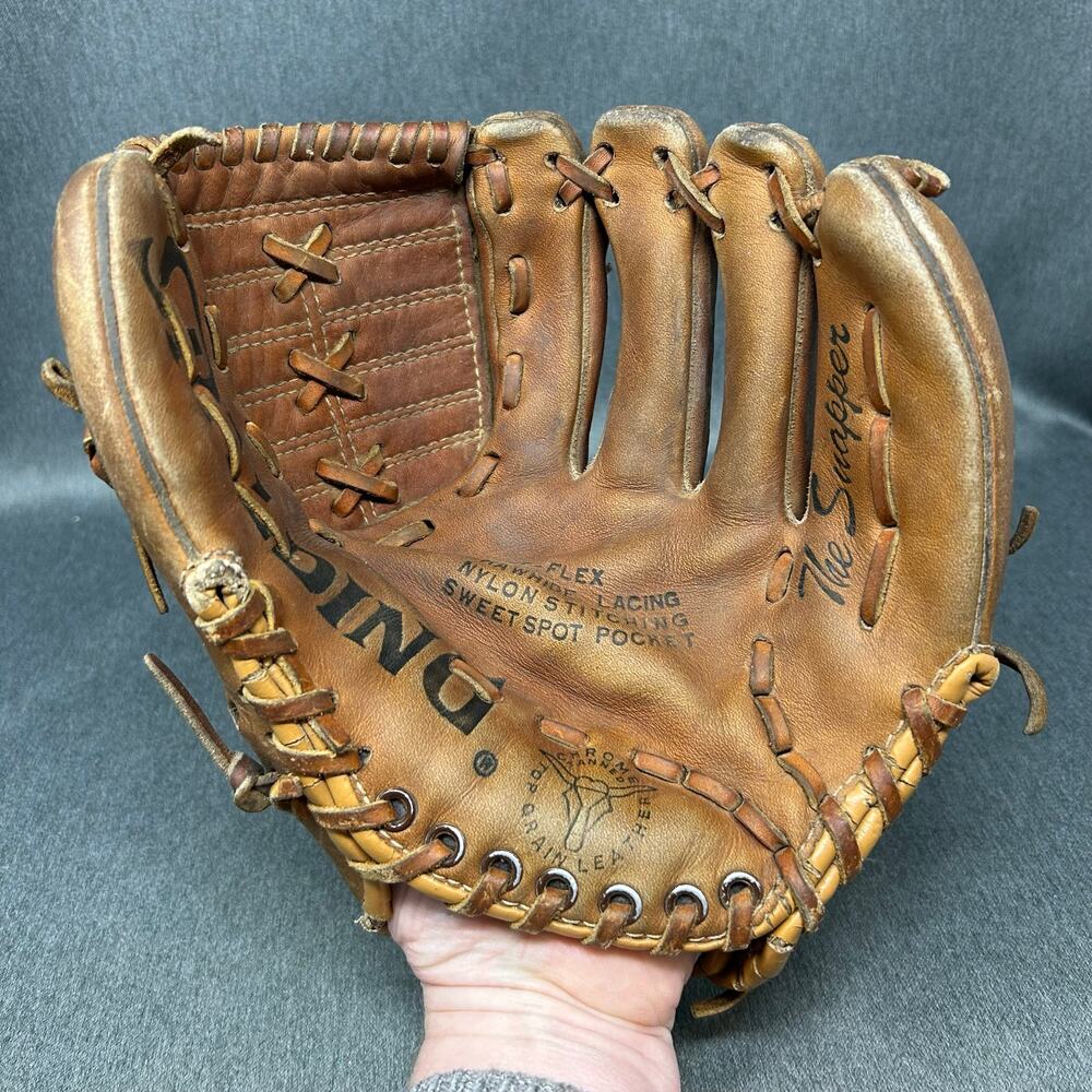 Vintage Spalding The Snapper 42-3905 Baseball Glove RHT EZ Flex Brown Leather